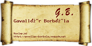 Gavallér Borbála névjegykártya